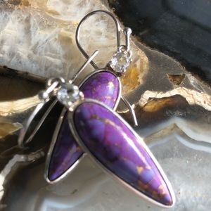 Purple Mohave Turquoise and White Topaz Earrings